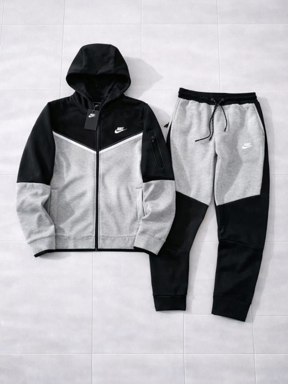 Nike Tech Tracksuit Set – Black/Grey – Zip Hoodie & Joggers